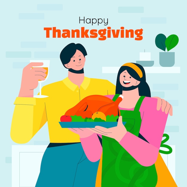 Free vector flat illustration for thanksgiving celebration