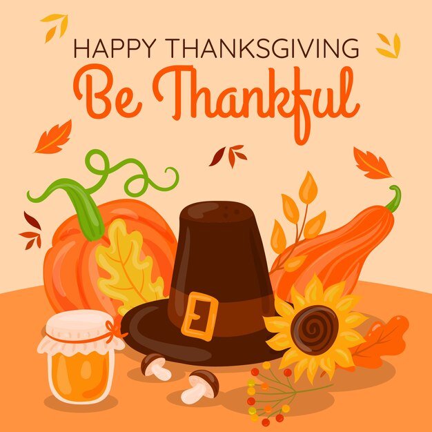 flat illustration for thanksgiving day celebration