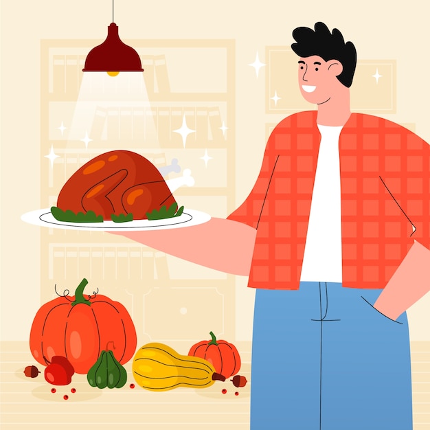 Free vector flat illustration for thanksgiving day celebration