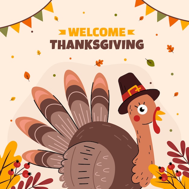 Flat illustration for thanksgiving day celebration