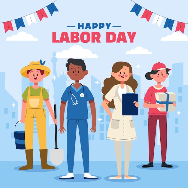 Free vector flat illustration for us labor day celebration