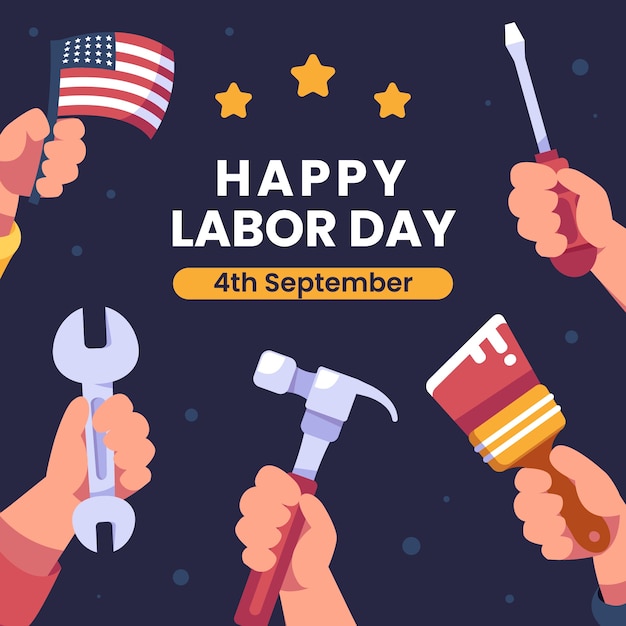 Free vector flat illustration for us labor day celebration