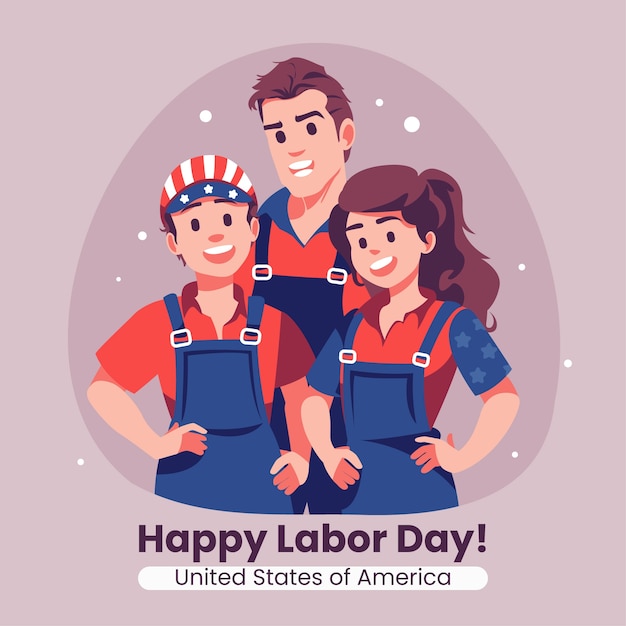 Flat illustration for us labor day celebration