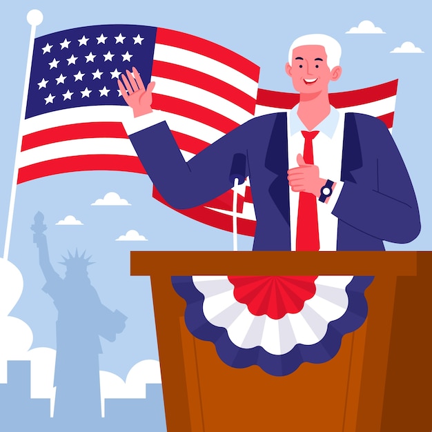 アメリカ大統領の日のためのフラットイラスト