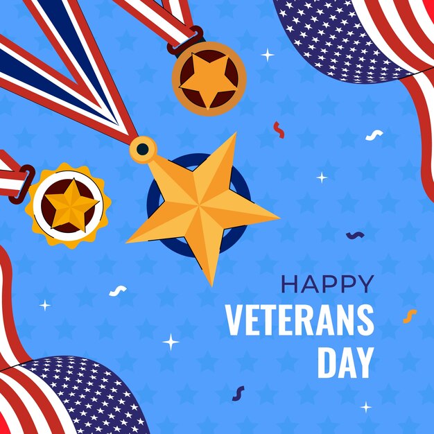 Flat illustration for usa veterans day holiday