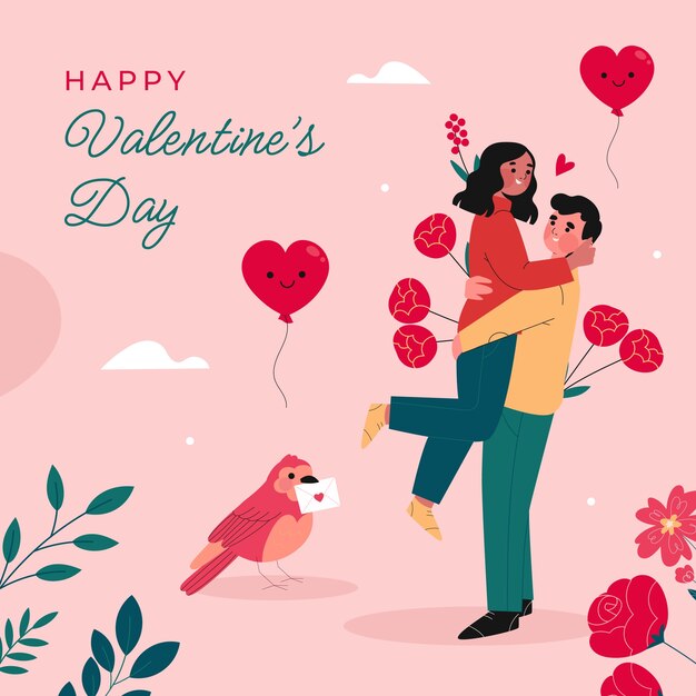 Flat illustration for valentines day celebration