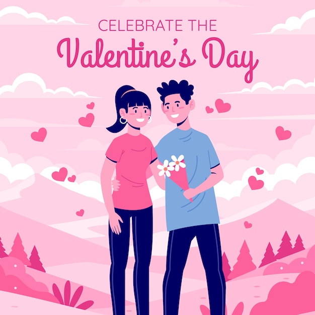 Free vector flat illustration for valentines day celebration