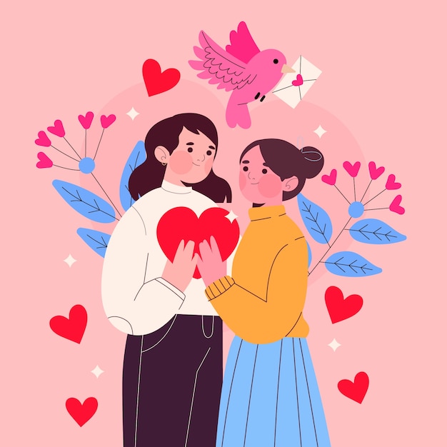 Free vector flat illustration for valentines day celebration