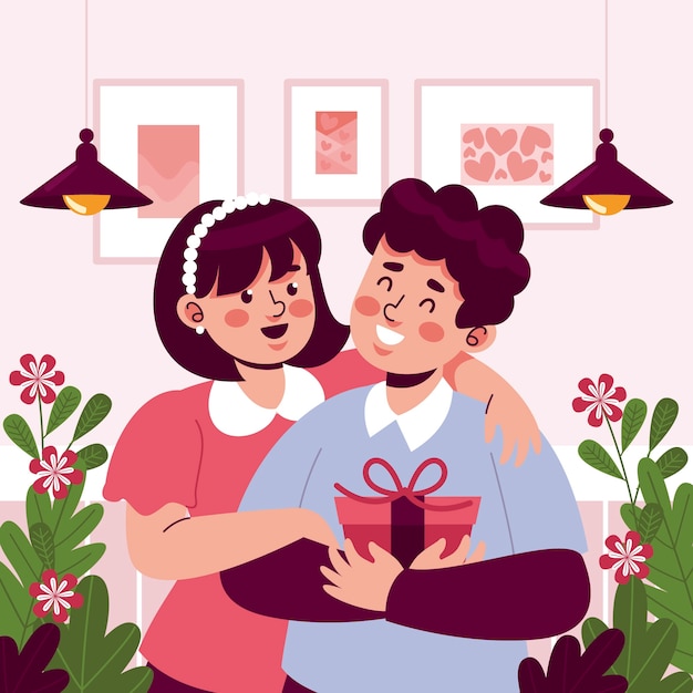 Flat illustration for valentines day