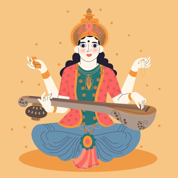 Vettore gratuito illustrazione piatta per il festival vasant panchami