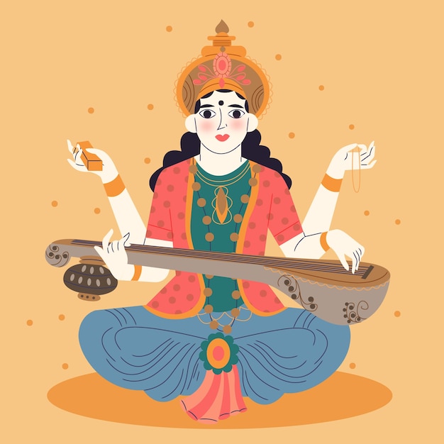 Free vector flat illustration for vasant panchami festival