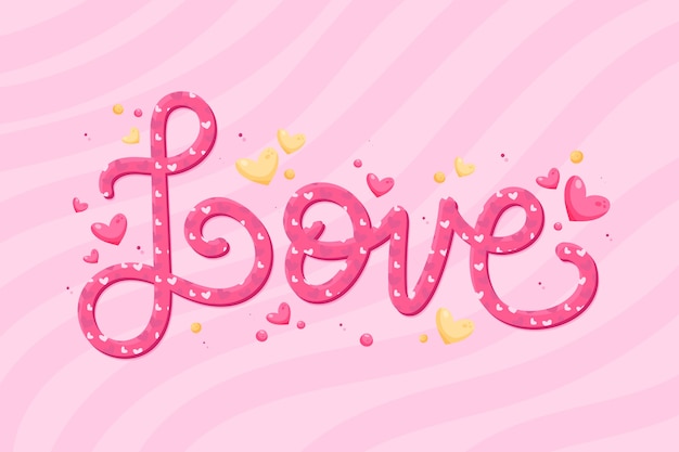 Free vector flat illustration of the word love for valentine's day