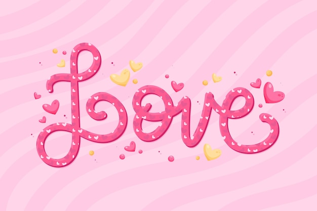 Flat illustration of the word love for valentine's day