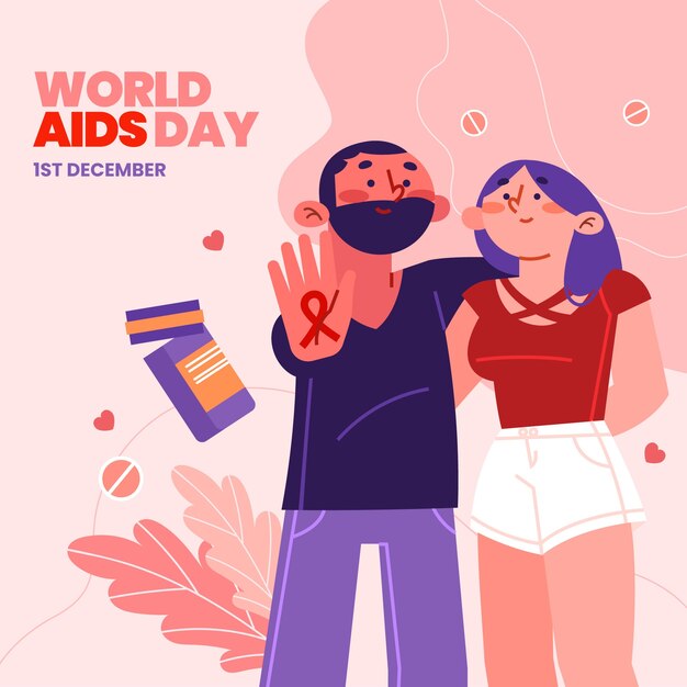 세계 에이즈의 날 인식을 위한 평면 그림