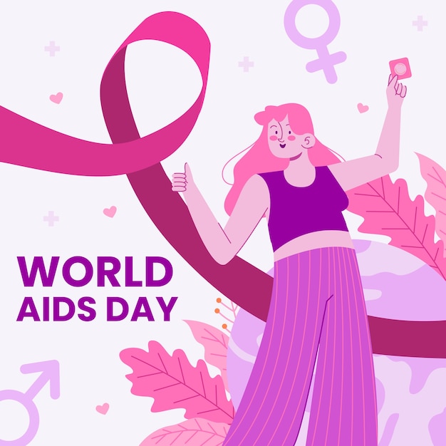 Flat illustration for world aids day awareness