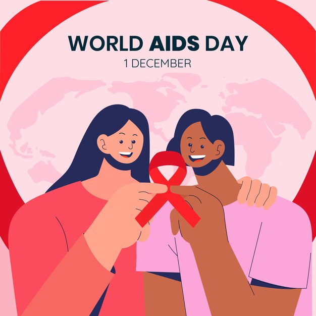 Flat illustration for world aids day awareness