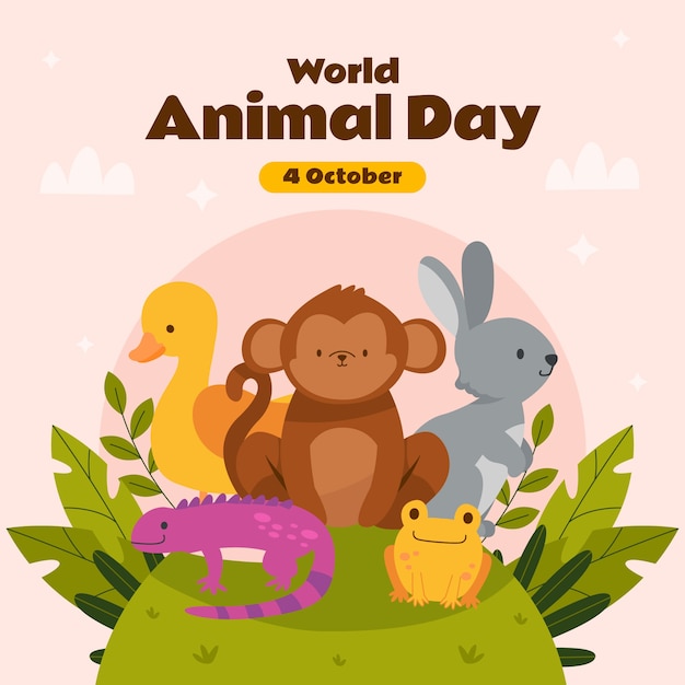 Free vector flat illustration for world animal day celebration