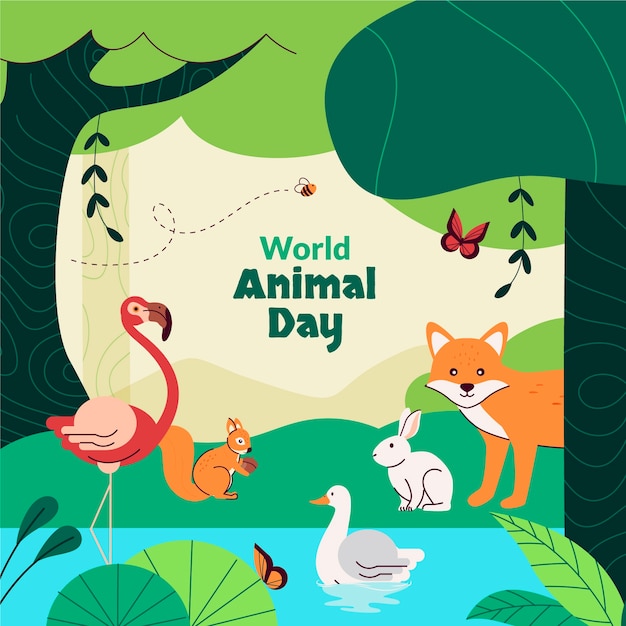 Flat illustration for world animal day celebration