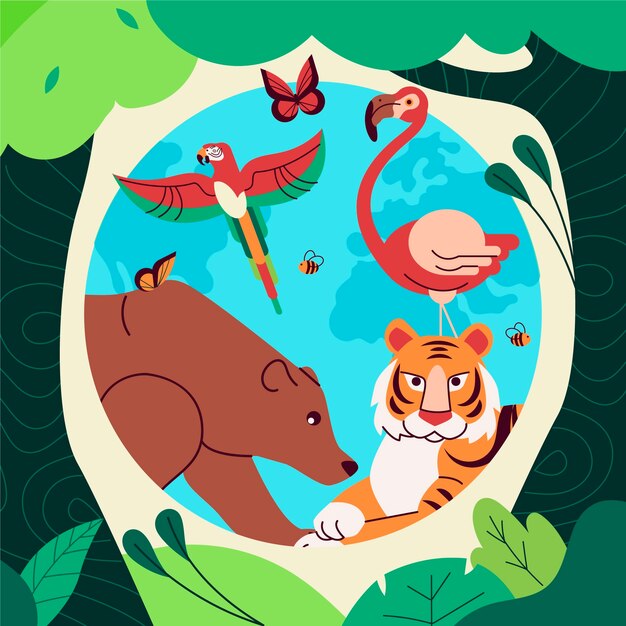 Flat illustration for world animal day celebration