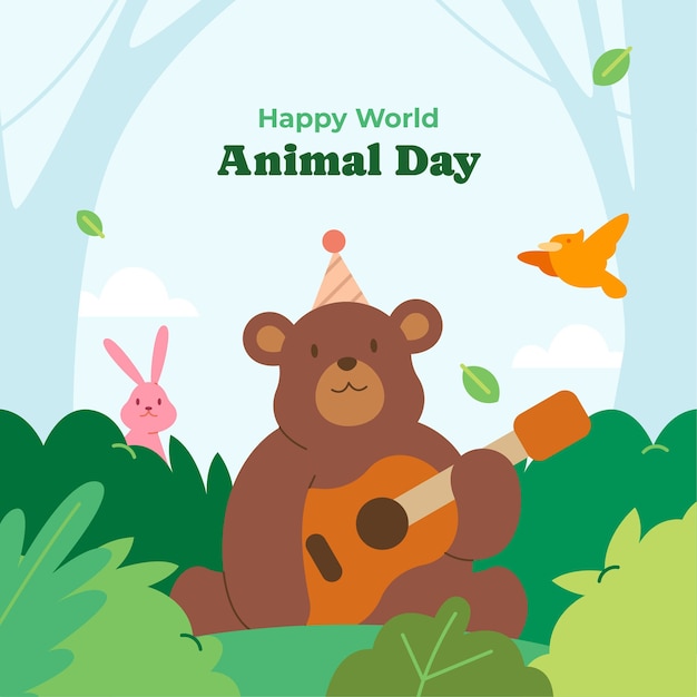 Free vector flat illustration for world animal day celebration