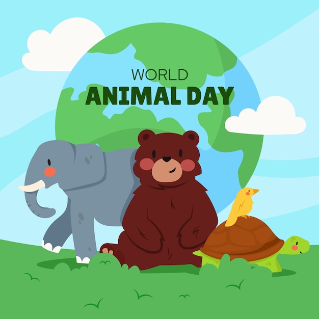 Free vector flat illustration for world animal day celebration