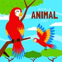 Free vector flat illustration for world animal day celebration