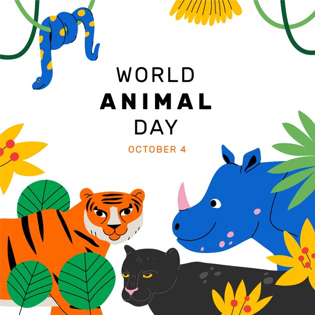 Flat illustration for world animal day celebration