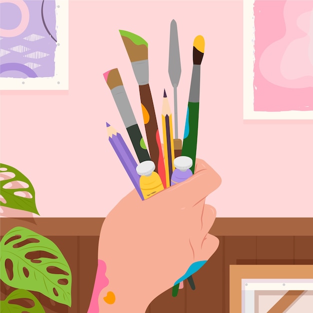 Free vector flat illustration for world art day