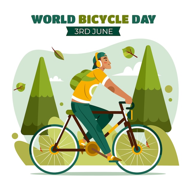 Flat illustration for world bicycle day celebration