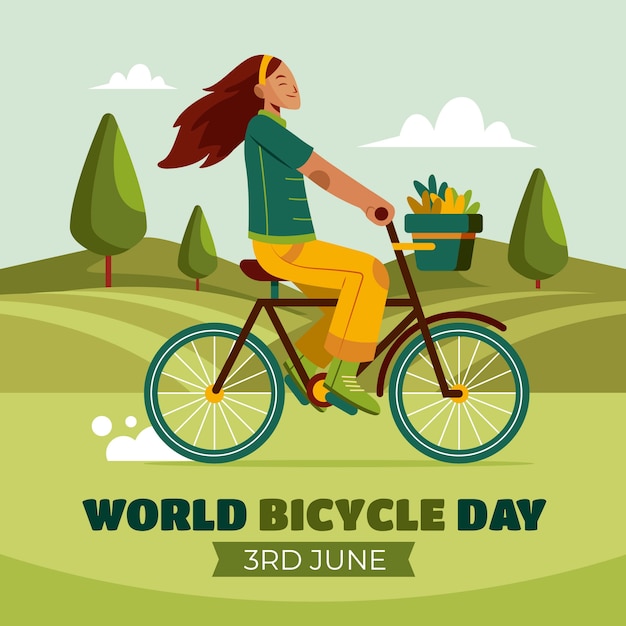 Free vector flat illustration for world bicycle day celebration