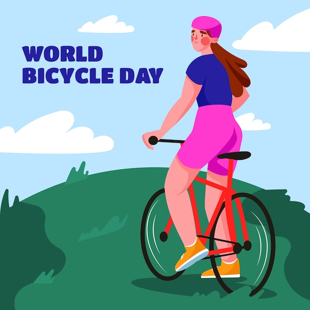 Flat illustration for world bicycle day celebration