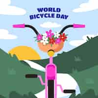 Free vector flat illustration for world bicycle day celebration