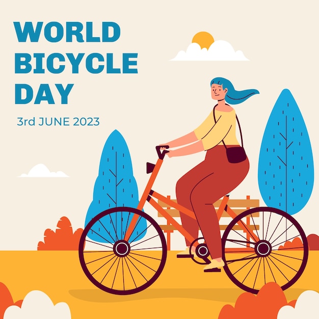 Flat illustration for world bicycle day celebration