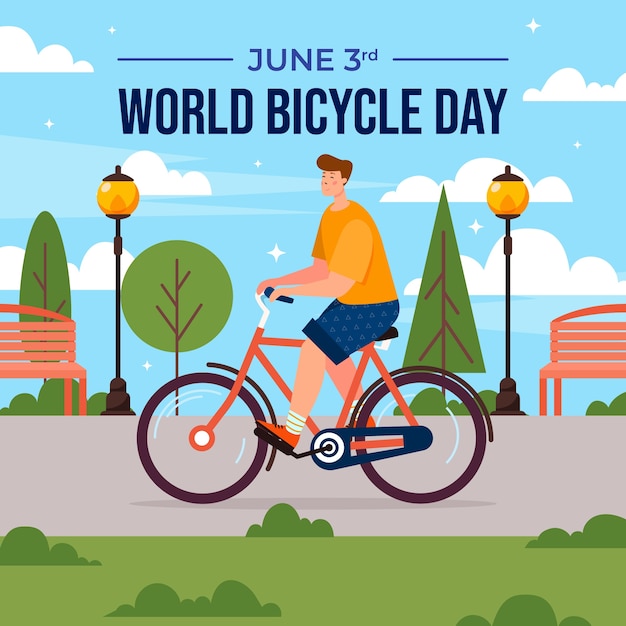 Free vector flat illustration for world bicycle day celebration