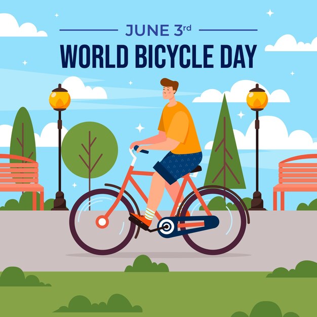세계 자전거의 날 축하를 위한 평면 그림