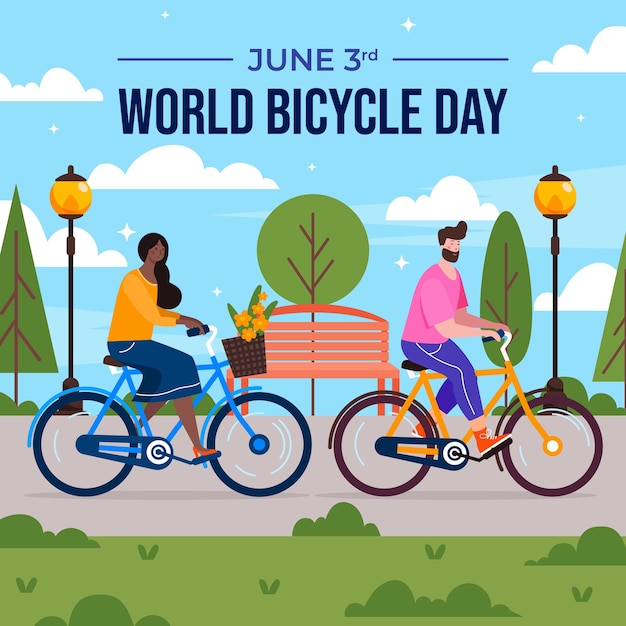 Free vector flat illustration for world bicycle day celebration