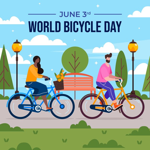 Flat illustration for world bicycle day celebration