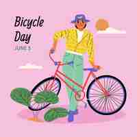 Free vector flat illustration for world bicycle day celebration