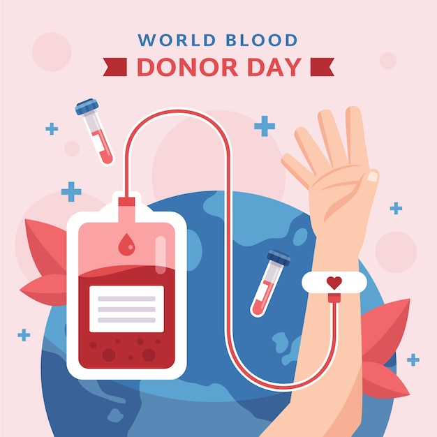 Flat illustration for world blood donor day awareness