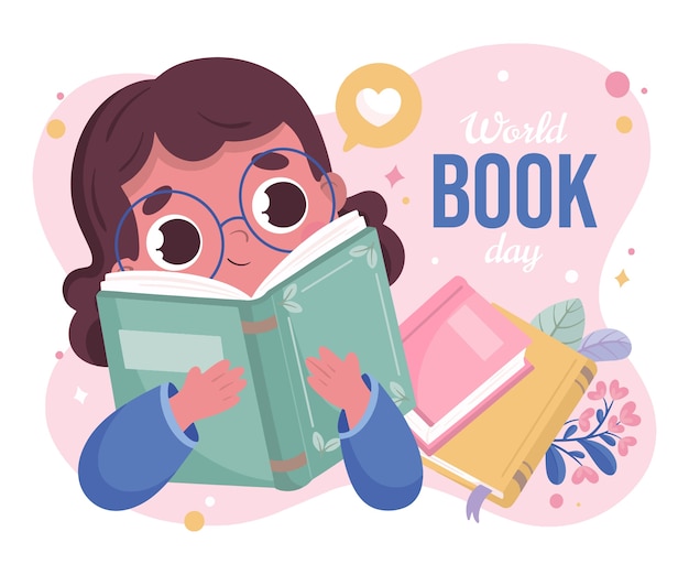 Free vector flat illustration for world book day celebration