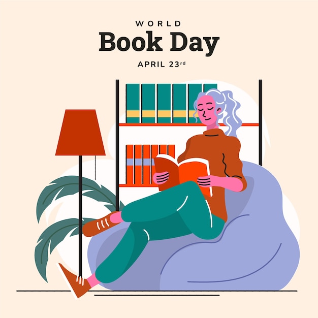 Free vector flat illustration for world book day celebration