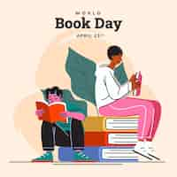 Free vector flat illustration for world book day celebration