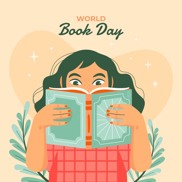 Плоская иллюстрация к празднованию всемирного дня книги