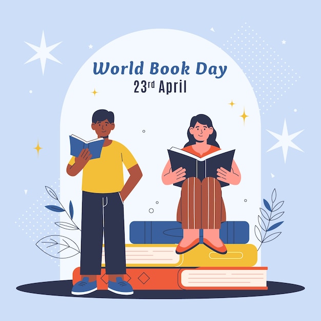 Free vector flat illustration for world book day celebration