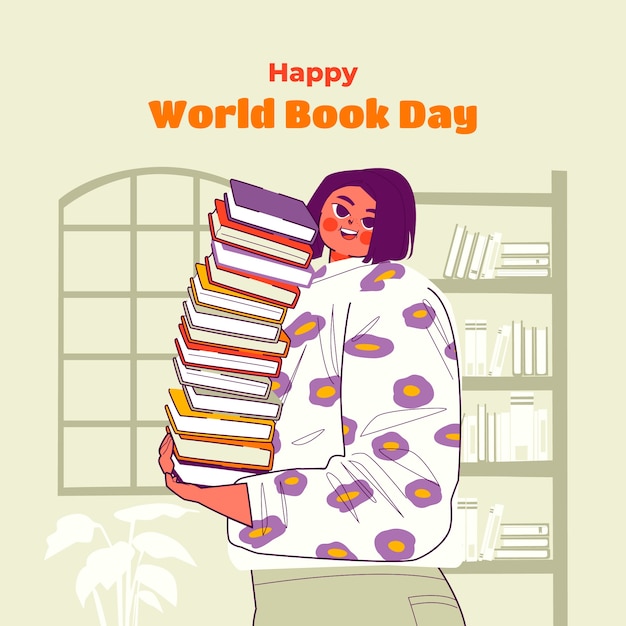 Free vector flat illustration for world book day celebration