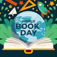 Free vector flat illustration for world book day celebration