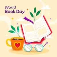 Free vector flat illustration for world book day celebration