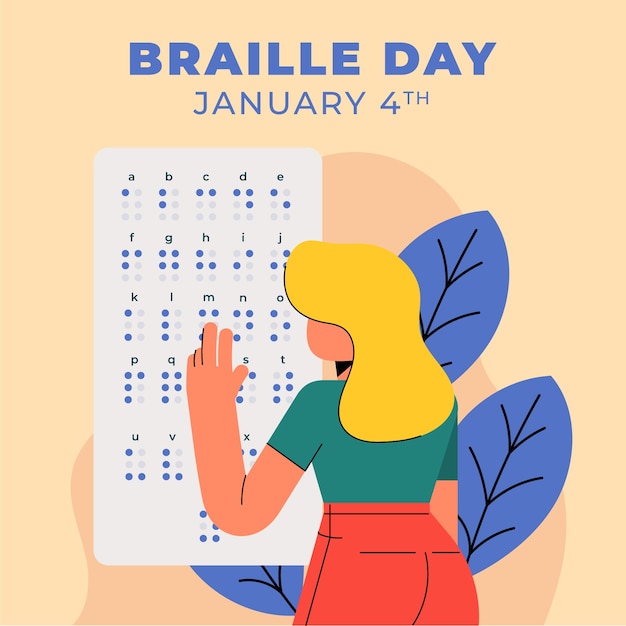 Vettore gratuito illustrazione piatta per la celebrazione della giornata mondiale del braille