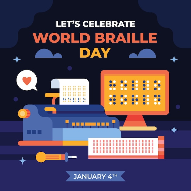 Flat illustration for world braille day