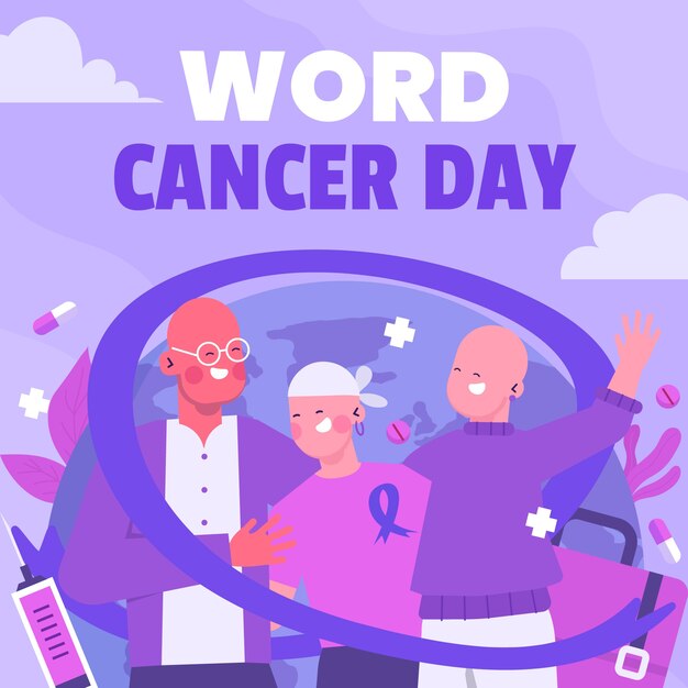 Flat illustration for world cancer day awareness